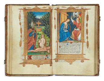 (CATHOLIC LITURGY.)  Hore divine virginis Marie, secundum usum Romanum.  Circa 1518.  Fully illuminated copy.  Lacks 5 leaves.